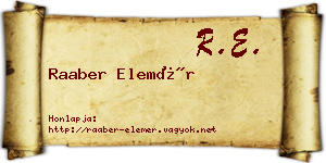 Raaber Elemér névjegykártya